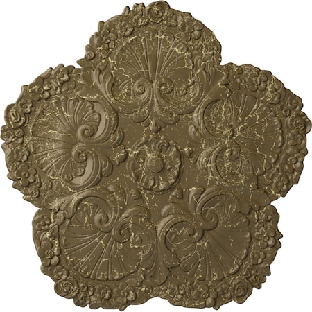 Ekena Millwork Shell Ceiling Medallion, Hand-Painted Mississippi Mud Crackle, 25 5/8"OD x 1"P CM25SHMMC